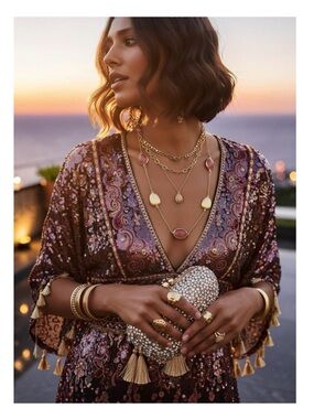 new Rivka Friedman 𖠌 Pink Cat's Eye Station Necklace 𖠌 18K Gold Clad 𖠌 Satin